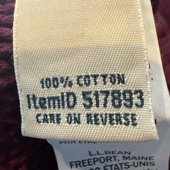 L.L. Bean Women's Medium Maroon Cable Knit High Collar Cotton Zip Up Sweater - Picture 7 of 7